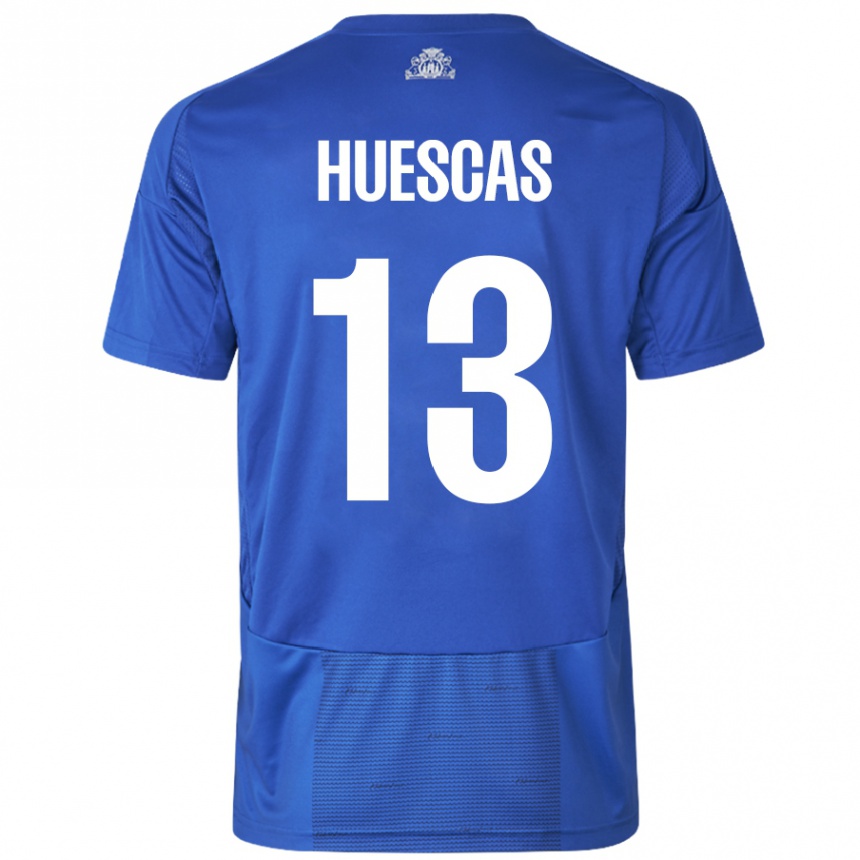 Kids Football Rodrigo Huescas #13 White Blue Away Jersey 2024/25 T-Shirt Uk