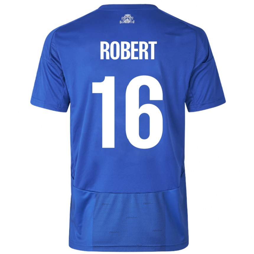 Kids Football Robert #16 White Blue Away Jersey 2024/25 T-Shirt Uk