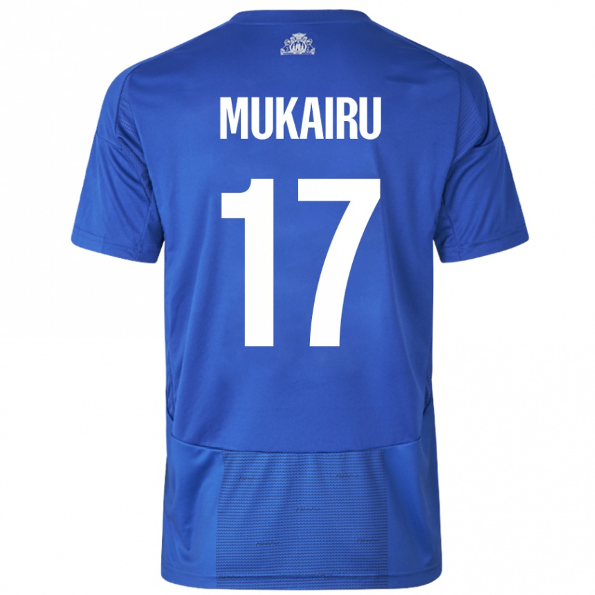 Kids Football Paul Mukairu #17 White Blue Away Jersey 2024/25 T-Shirt Uk