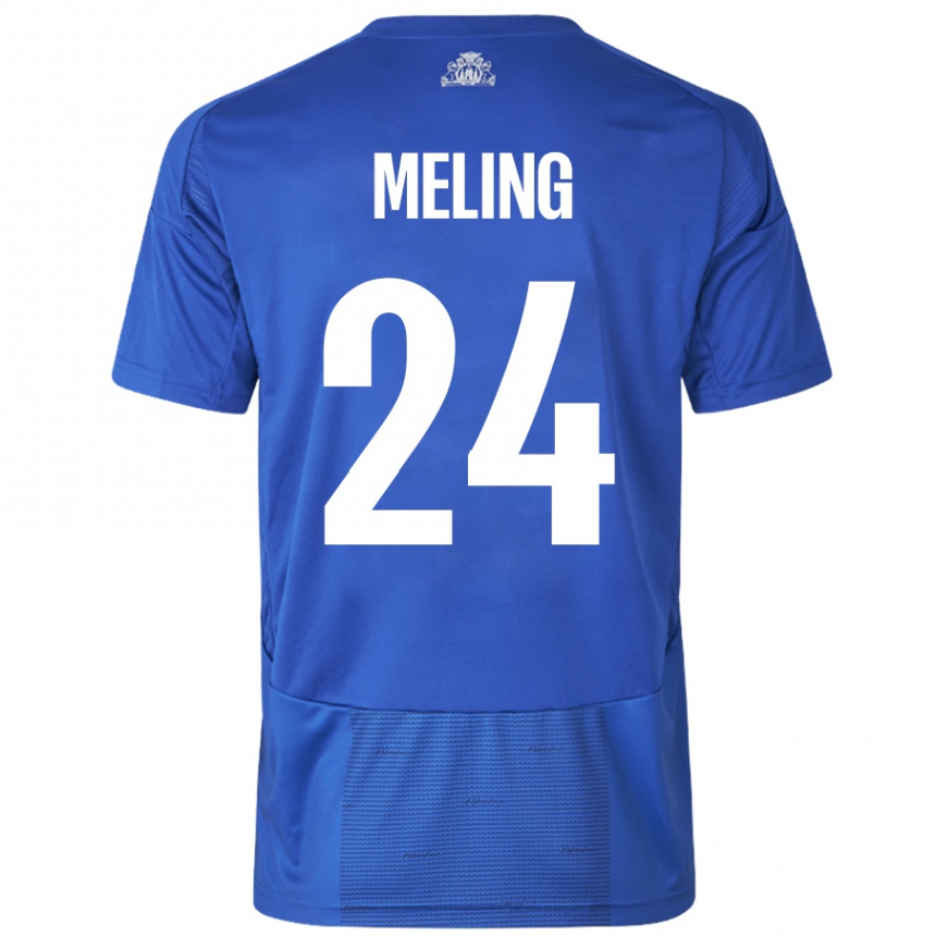 Kids Football Birger Meling #24 White Blue Away Jersey 2024/25 T-Shirt Uk