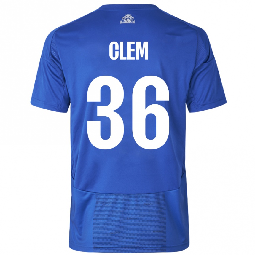 Kids Football William Clem #36 White Blue Away Jersey 2024/25 T-Shirt Uk