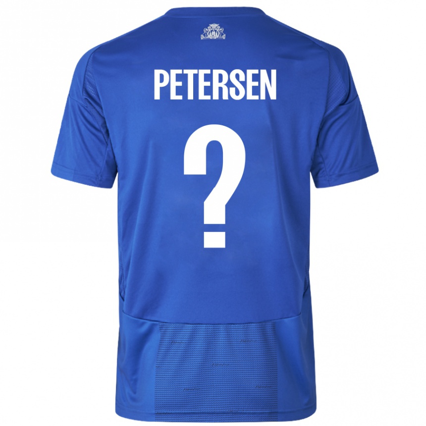 Kids Football Frederik Petersen #0 White Blue Away Jersey 2024/25 T-Shirt Uk