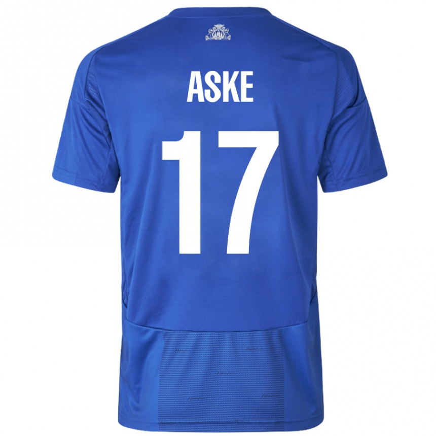 Kids Football Aske Christensen #17 White Blue Away Jersey 2024/25 T-Shirt Uk