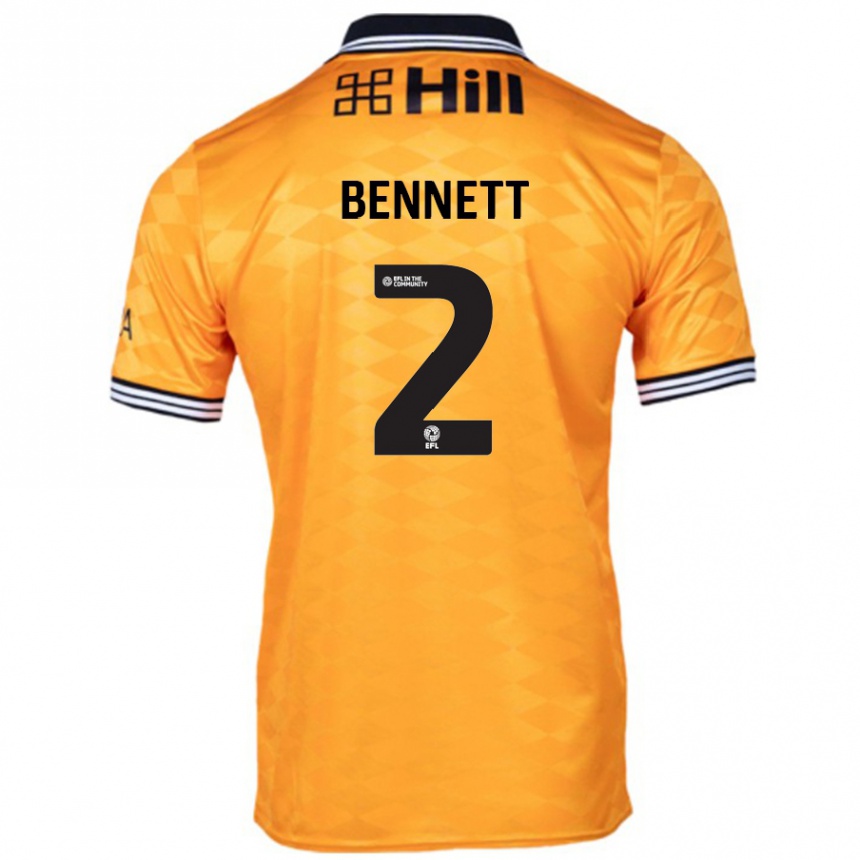 Men Football Liam Bennett #2 Orange Home Jersey 2024/25 T-Shirt Uk