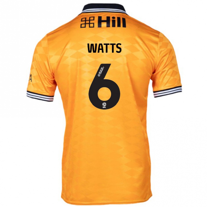 Men Football Kell Watts #6 Orange Home Jersey 2024/25 T-Shirt Uk