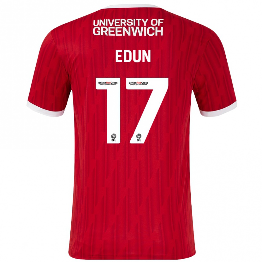 Men Football Tayo Edun #17 Red White Home Jersey 2024/25 T-Shirt Uk