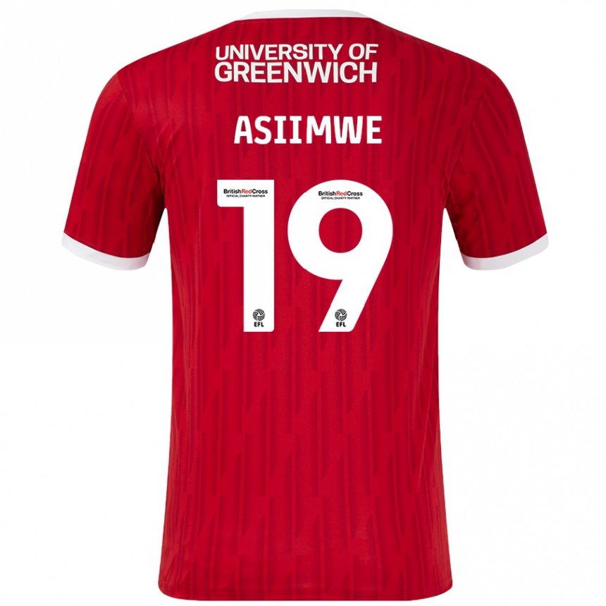 Men Football Nathan Asiimwe #19 Red White Home Jersey 2024/25 T-Shirt Uk