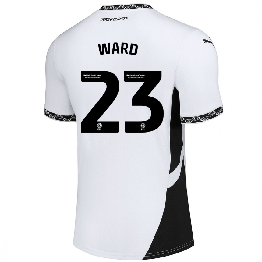 Men Football Joe Ward #23 White Black Home Jersey 2024/25 T-Shirt Uk