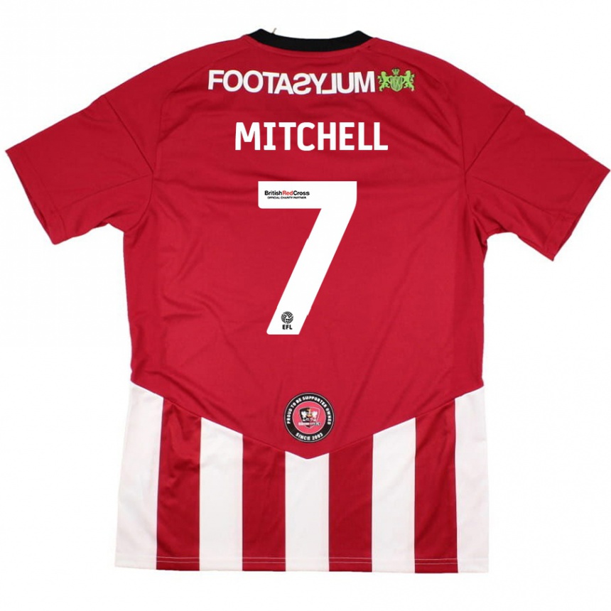 Men Football Demetri Mitchell #7 Red White Home Jersey 2024/25 T-Shirt Uk