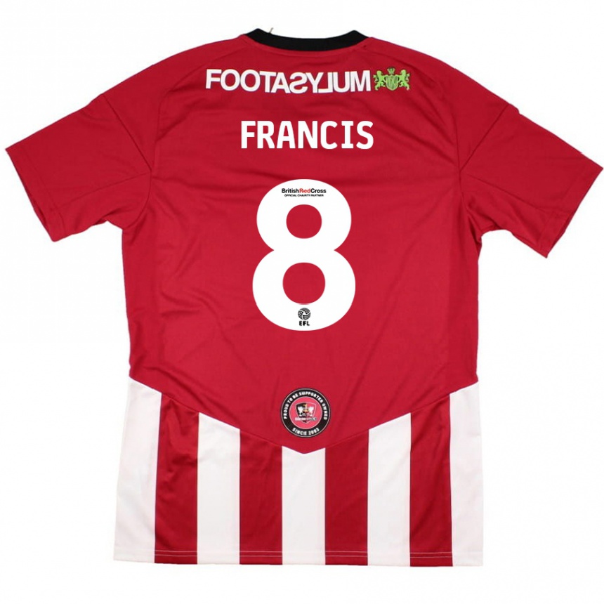 Men Football Ed Francis #8 Red White Home Jersey 2024/25 T-Shirt Uk