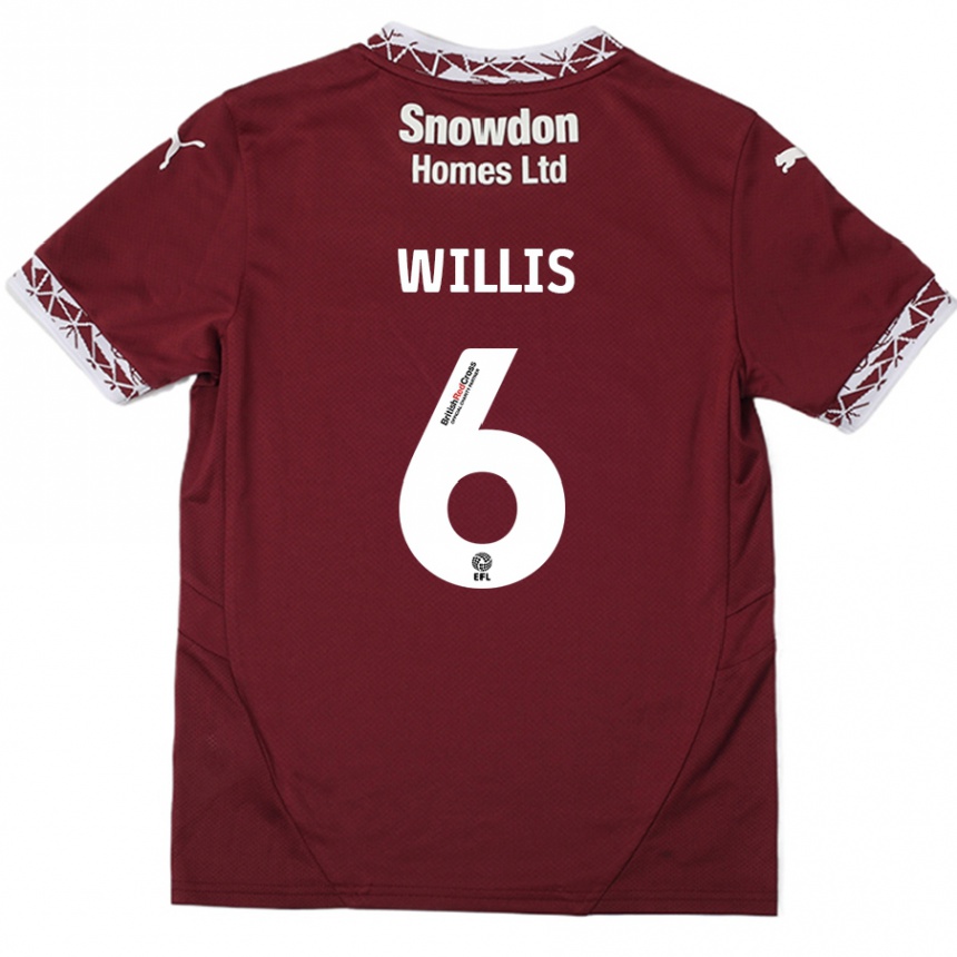 Men Football Jordan Willis #6 Burgundy Home Jersey 2024/25 T-Shirt Uk