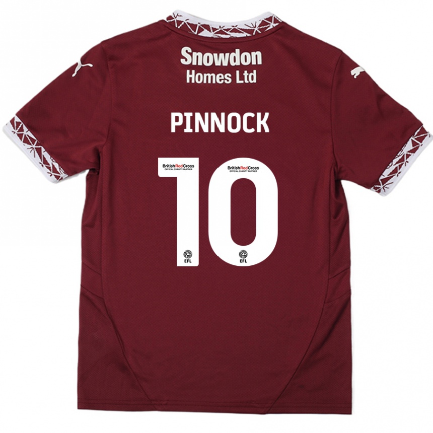 Men Football Mitch Pinnock #10 Burgundy Home Jersey 2024/25 T-Shirt Uk