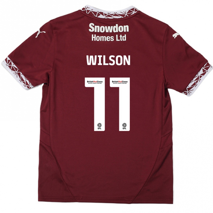 Men Football James Wilson #11 Burgundy Home Jersey 2024/25 T-Shirt Uk