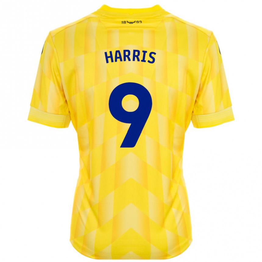 Men Football Mark Harris #9 Yellow Home Jersey 2024/25 T-Shirt Uk