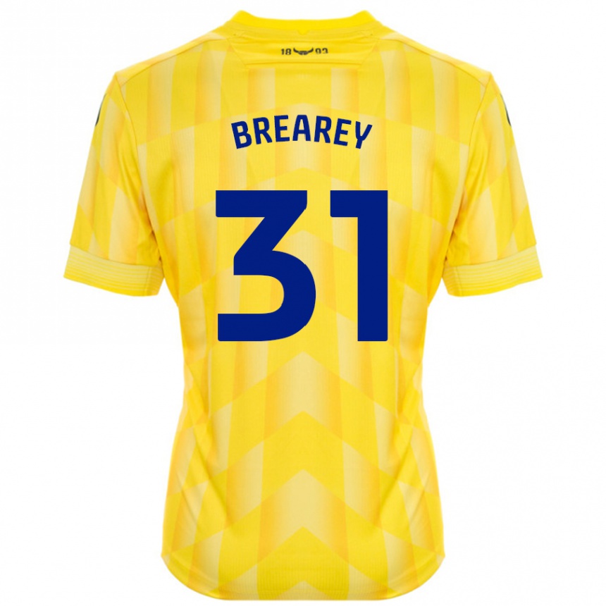 Men Football Eddie Brearey #31 Yellow Home Jersey 2024/25 T-Shirt Uk