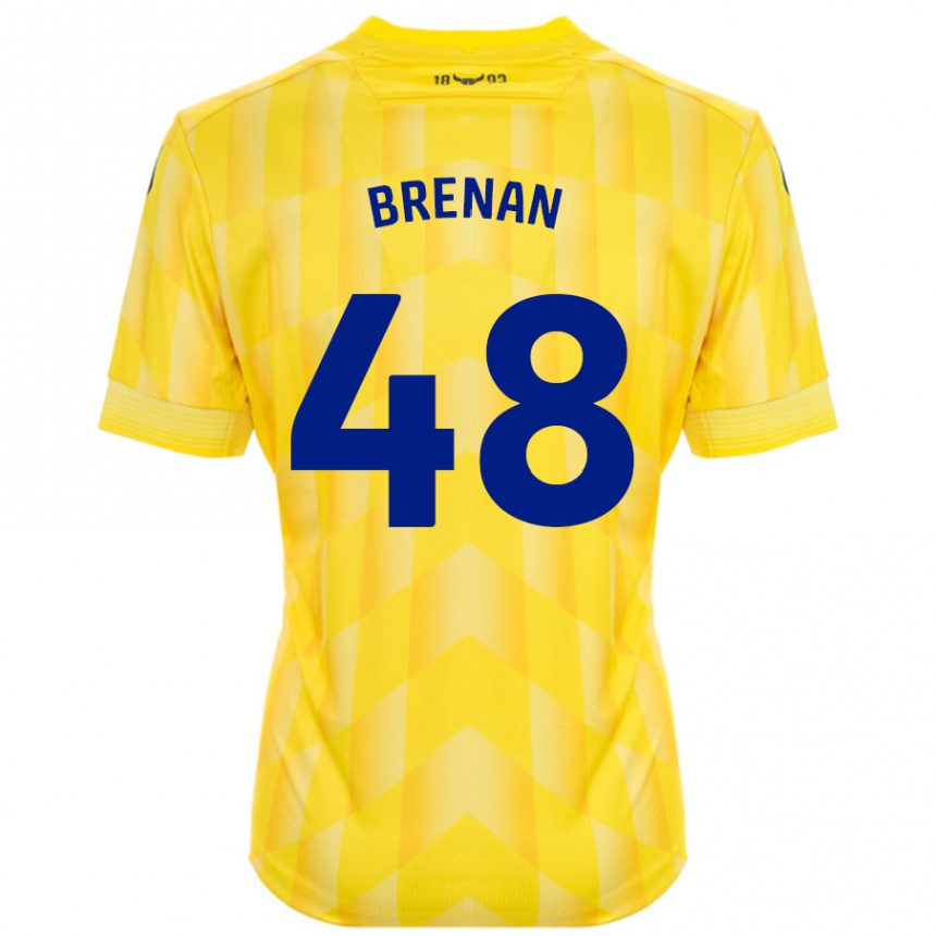 Men Football Tobias Brenan #48 Yellow Home Jersey 2024/25 T-Shirt Uk