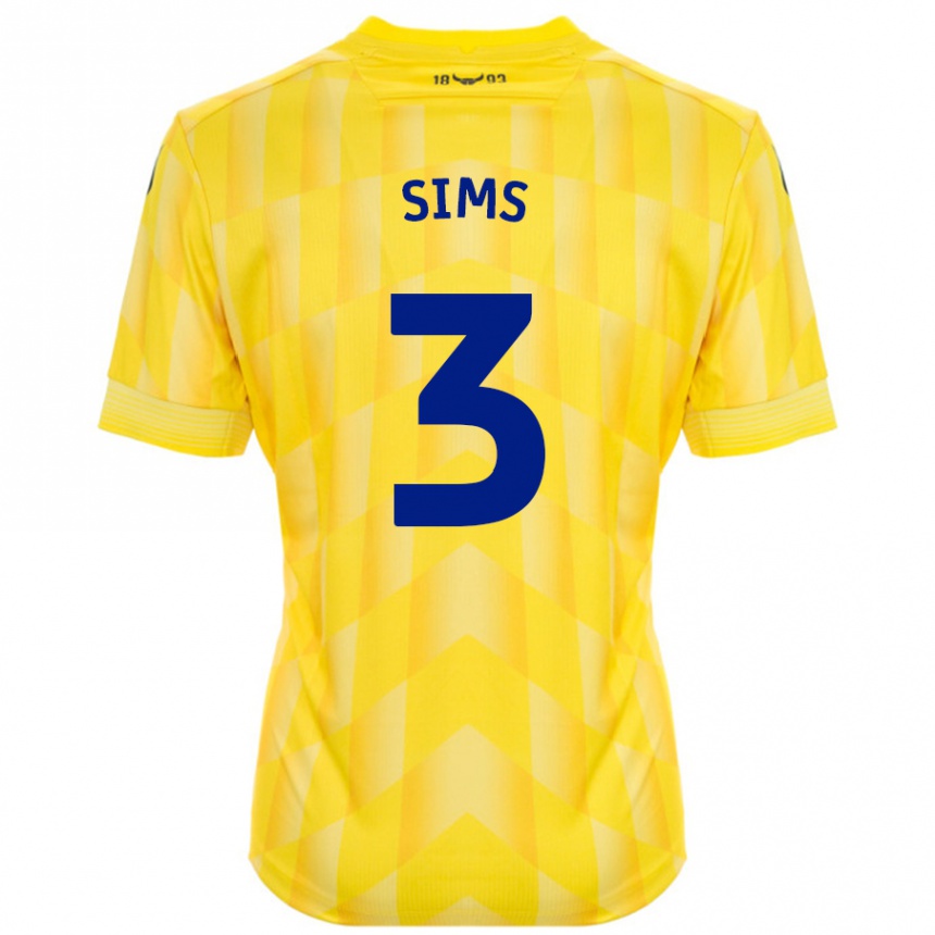 Men Football Gemma Sims #3 Yellow Home Jersey 2024/25 T-Shirt Uk