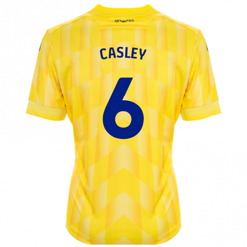 Men Football Riva Casley #6 Yellow Home Jersey 2024/25 T-Shirt Uk