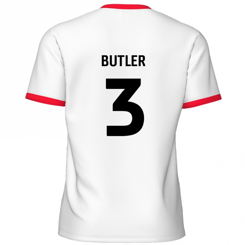 Men Football Dan Butler #3 White Red Home Jersey 2024/25 T-Shirt Uk