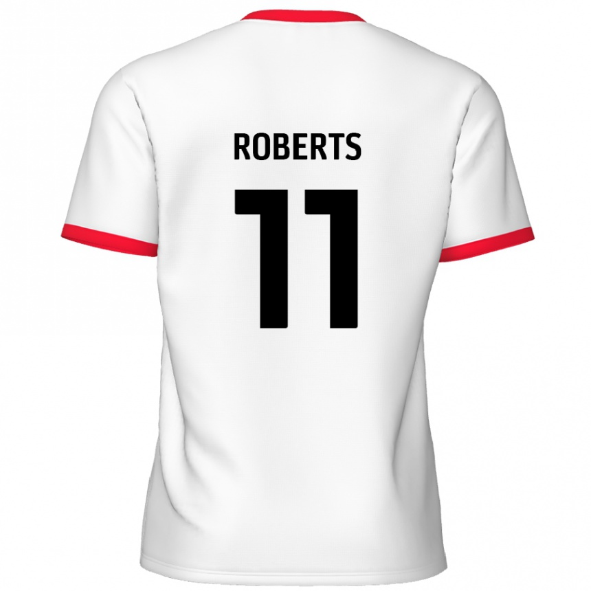 Men Football Jordan Roberts #11 White Red Home Jersey 2024/25 T-Shirt Uk