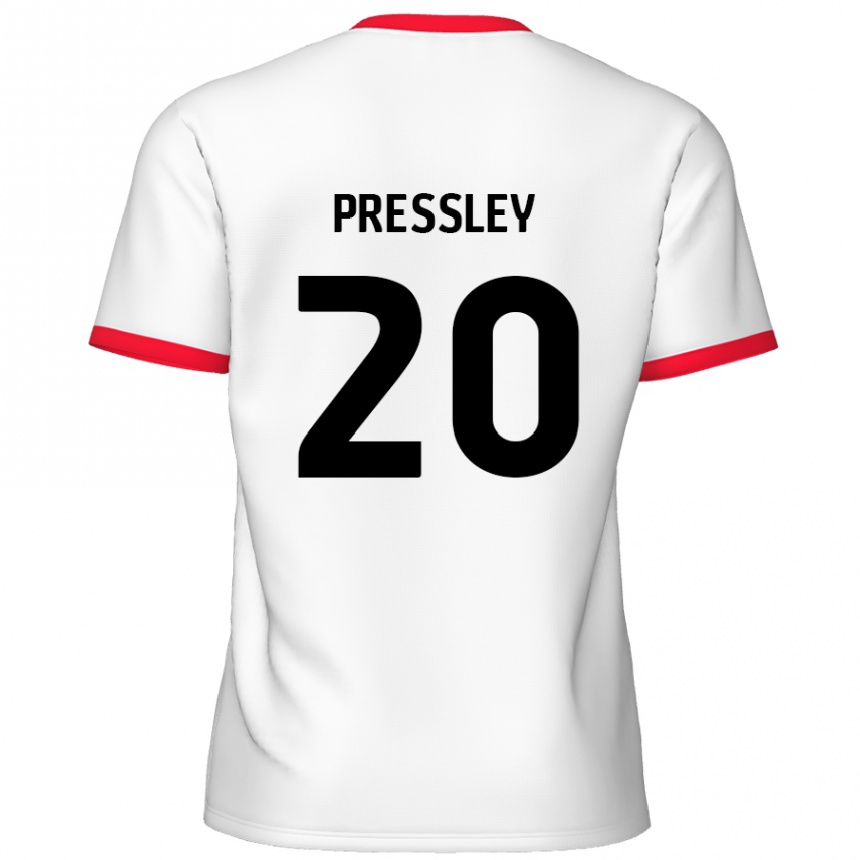 Men Football Aaron Pressley #20 White Red Home Jersey 2024/25 T-Shirt Uk