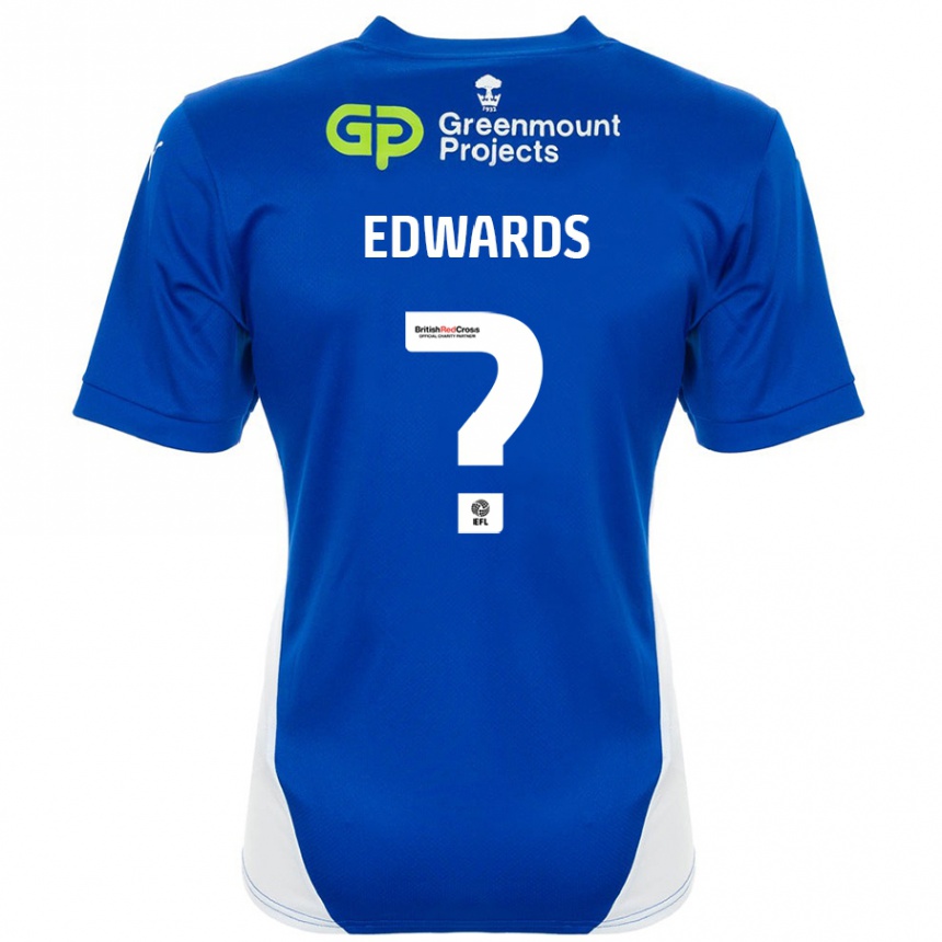 Men Football Christy Edwards #0 Blue White Home Jersey 2024/25 T-Shirt Uk