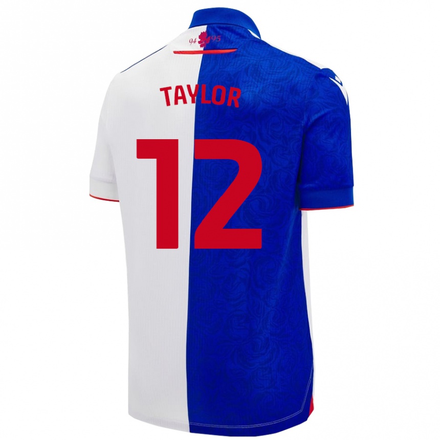 Men Football Emma Taylor #12 Sky Blue White Home Jersey 2024/25 T-Shirt Uk