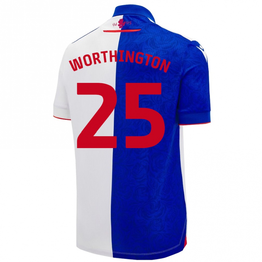 Men Football Nicola Worthington #25 Sky Blue White Home Jersey 2024/25 T-Shirt Uk