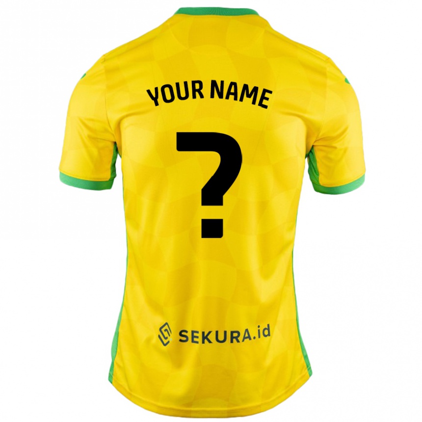 Men Football Your Name #0 Yellow Green Home Jersey 2024/25 T-Shirt Uk