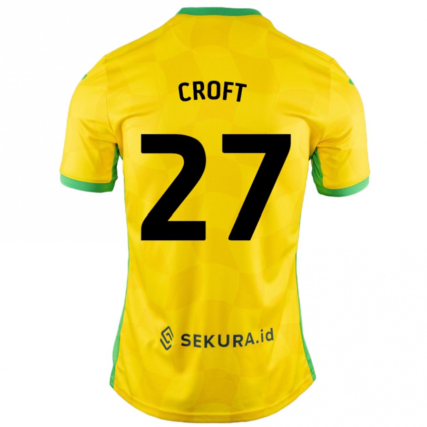 Men Football Mary Croft #27 Yellow Green Home Jersey 2024/25 T-Shirt Uk