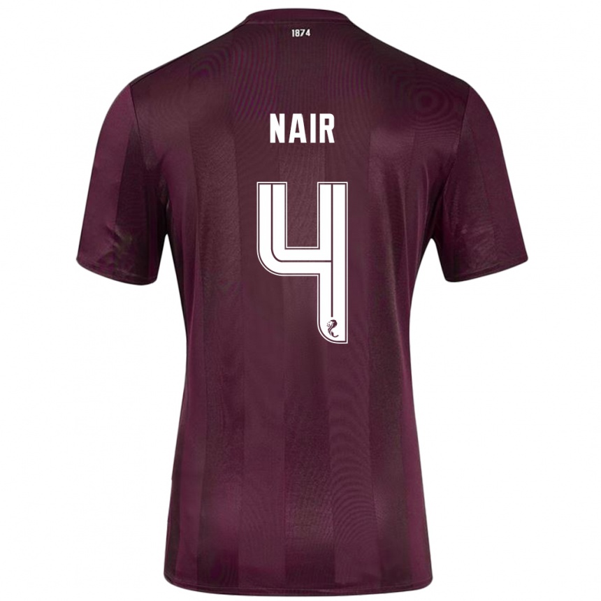 Men Football Kenzi Nair #4 Burgundy Home Jersey 2024/25 T-Shirt Uk