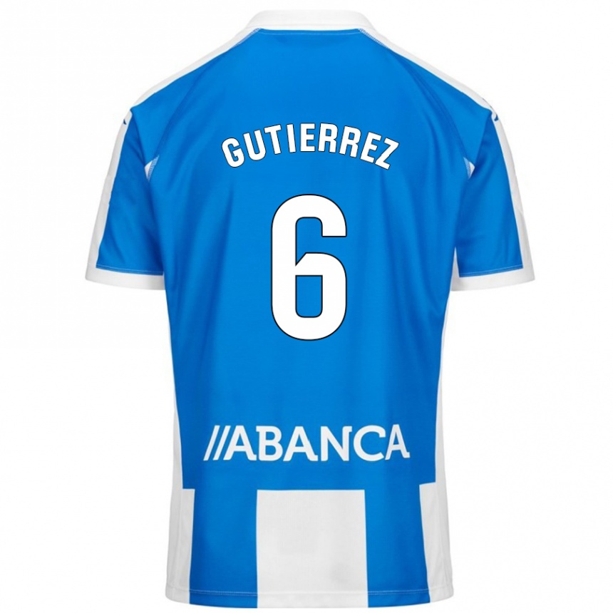 Men Football Paula Gutiérrez #6 Blue White Home Jersey 2024/25 T-Shirt Uk