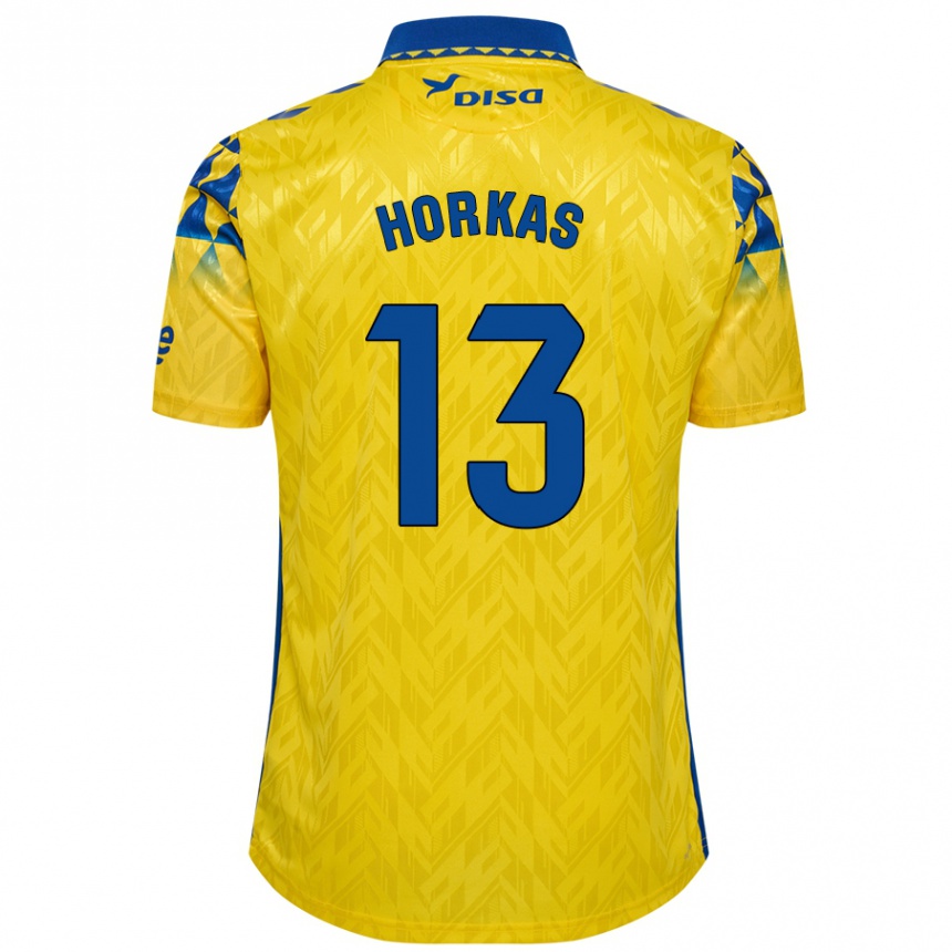 Men Football Dinko Horkas #13 Yellow Blue Home Jersey 2024/25 T-Shirt Uk