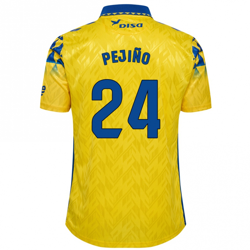 Men Football Pejiño #24 Yellow Blue Home Jersey 2024/25 T-Shirt Uk