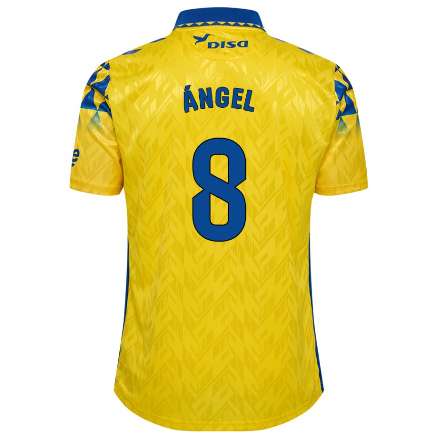 Men Football José Ángel #8 Yellow Blue Home Jersey 2024/25 T-Shirt Uk