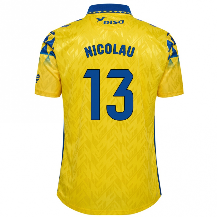 Men Football Nacho Nicolau #13 Yellow Blue Home Jersey 2024/25 T-Shirt Uk