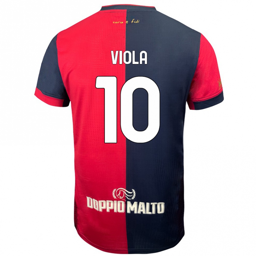 Men Football Nicolas Viola #10 Red Darker Blue Home Jersey 2024/25 T-Shirt Uk