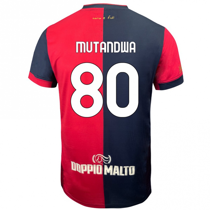 Men Football Kingstone Mutandwa #80 Red Darker Blue Home Jersey 2024/25 T-Shirt Uk