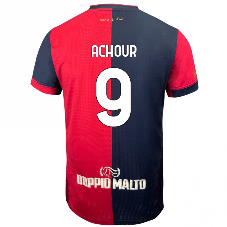 Men Football Sofiane Achour #9 Red Darker Blue Home Jersey 2024/25 T-Shirt Uk