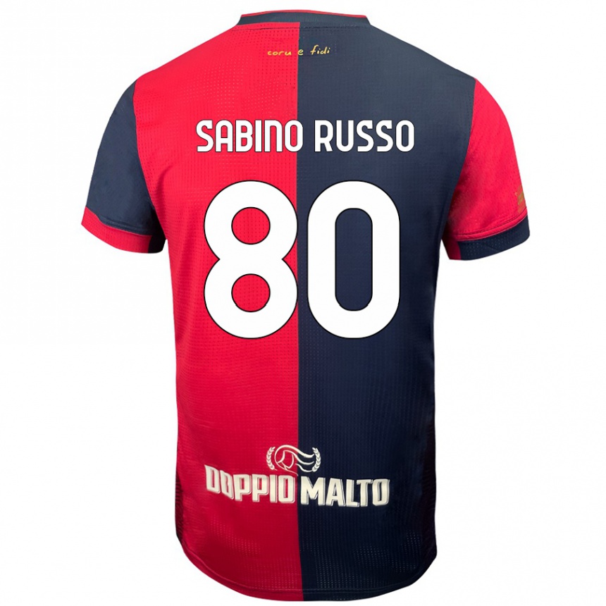 Men Football Alessandro Sabino Russo #80 Red Darker Blue Home Jersey 2024/25 T-Shirt Uk