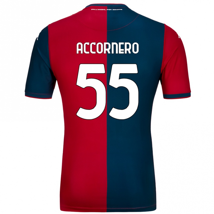 Men Football Federico Accornero #55 Red Dark Blue Home Jersey 2024/25 T-Shirt Uk