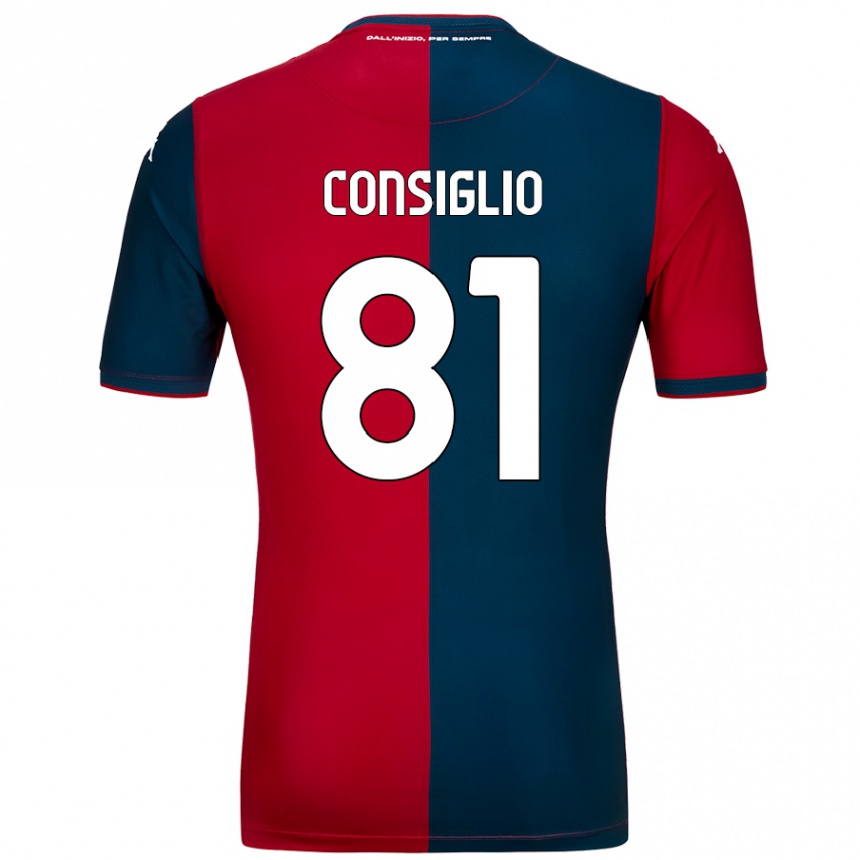 Men Football Leonardo Consiglio #81 Red Dark Blue Home Jersey 2024/25 T-Shirt Uk