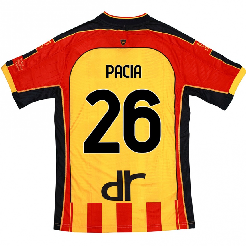 Men Football Fabiano Pacia #26 Yellow Red Home Jersey 2024/25 T-Shirt Uk