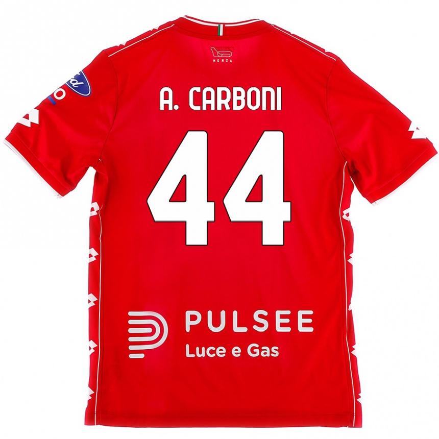 Men Football Andrea Carboni #44 Red White Home Jersey 2024/25 T-Shirt Uk