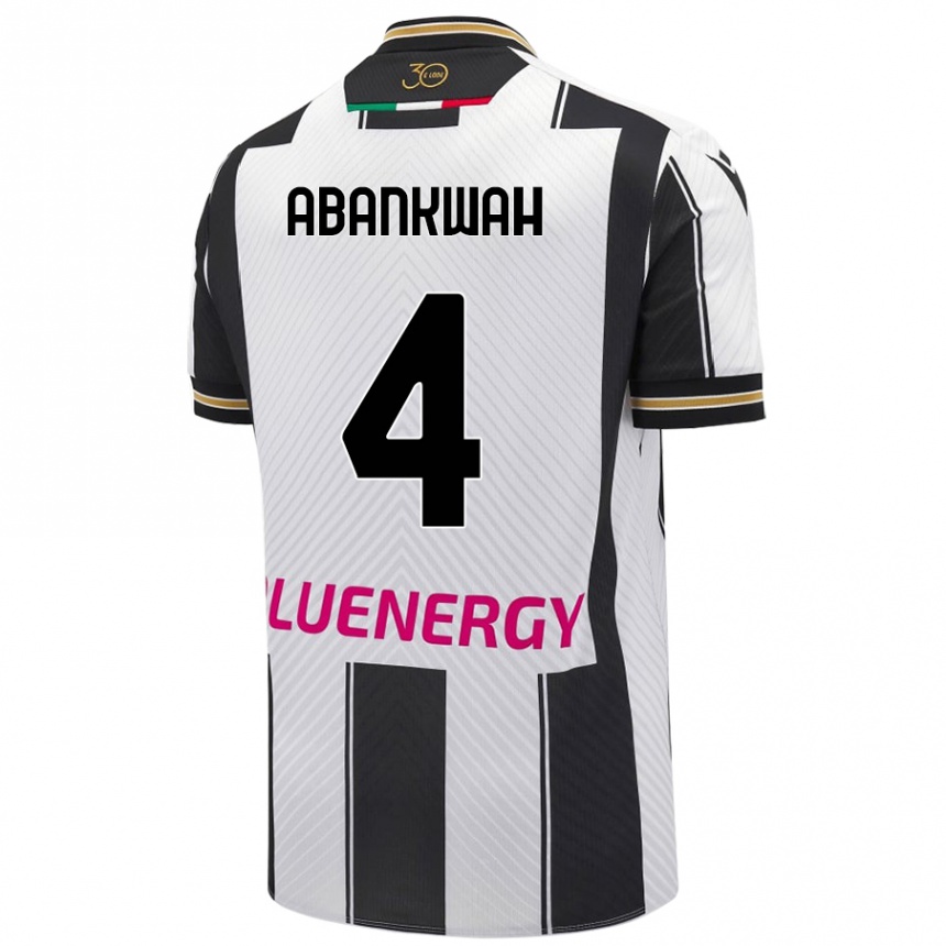 Men Football James Abankwah #4 White Black Home Jersey 2024/25 T-Shirt Uk