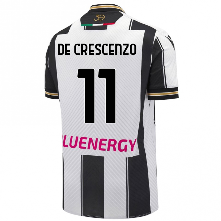 Men Football Marco De Crescenzo #11 White Black Home Jersey 2024/25 T-Shirt Uk