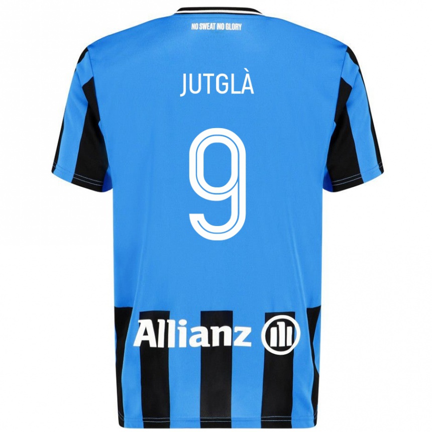 Men Football Ferran Jutglà #9 Sky Blue Black Home Jersey 2024/25 T-Shirt Uk