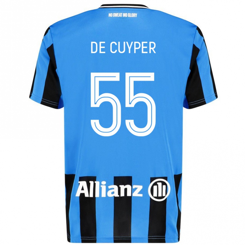 Men Football Maxim De Cuyper #55 Sky Blue Black Home Jersey 2024/25 T-Shirt Uk