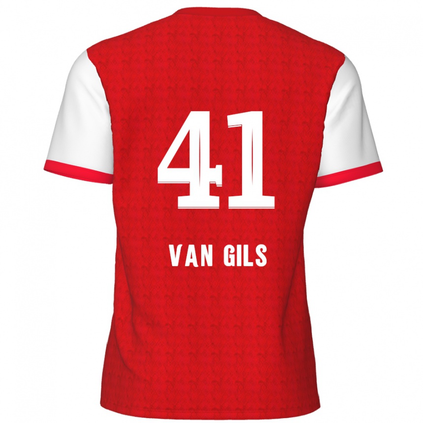 Men Football Mathis Van Gils #41 Red White Home Jersey 2024/25 T-Shirt Uk