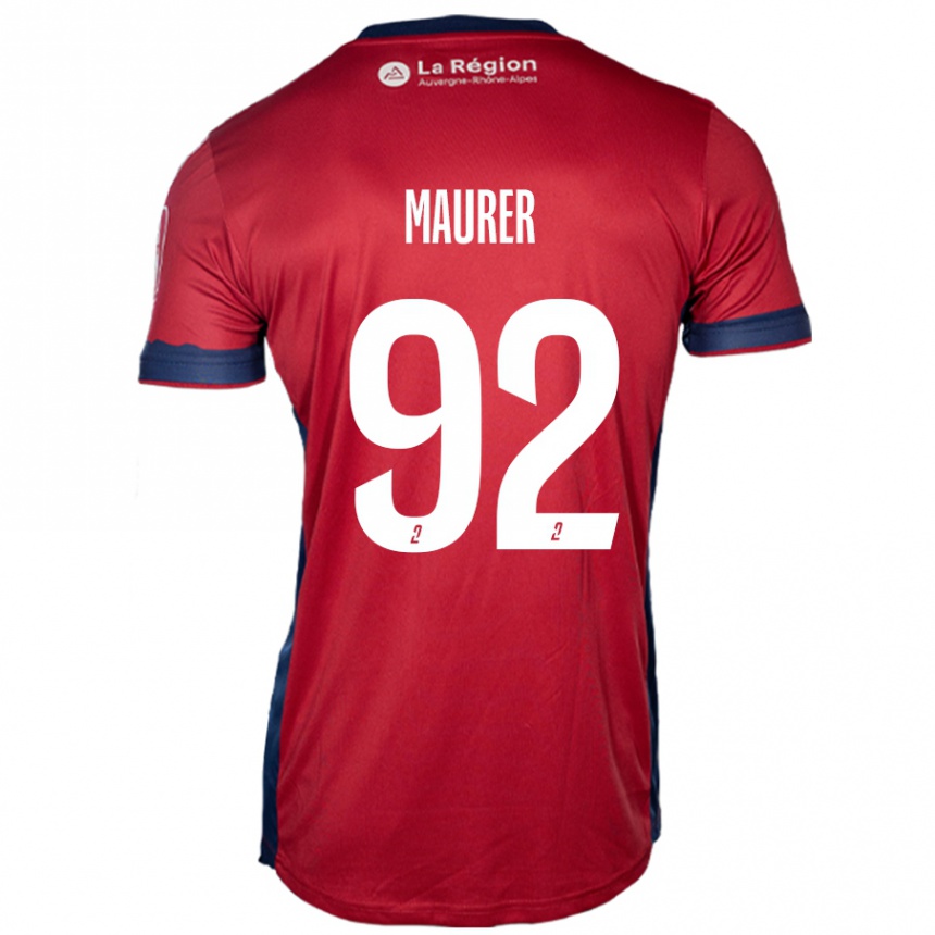 Men Football Aïman Maurer #92 Light Burgundy Home Jersey 2024/25 T-Shirt Uk